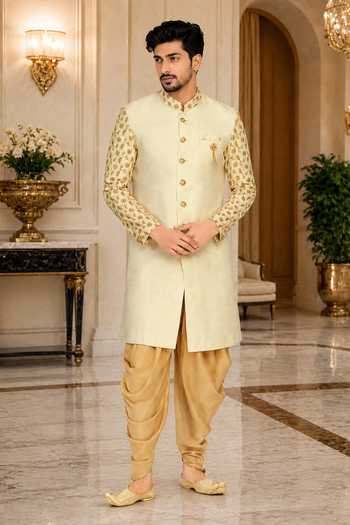 Jhambthreads Embroidered Sleeve Sherwani Set 