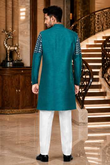 Jhambthreads Silk Embroidered Sherwani & Pant Set 