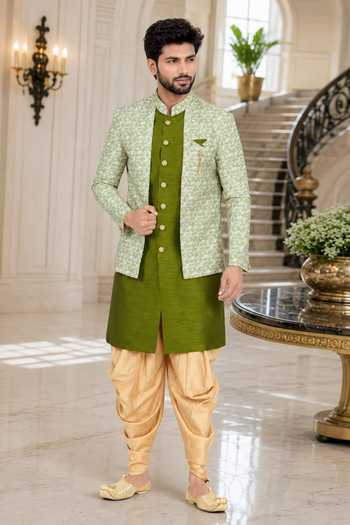 Jhambthreads Embroidered Sherwani Jacket Set 