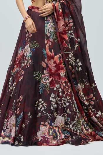 Shop Varun Bahl Black Silk Organza V-neck Embroidered Lehenga Set Online at Aza Fashions Shop_Varun Bahl_Black Silk Organza V-neck Embroidered Lehenga Set _Online_at_Aza_Fashions