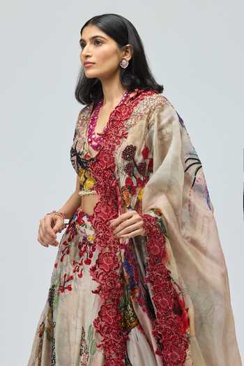 Buy Varun Bahl Multi Color Silk Organza Embroidered Lehenga Set Online at Aza Fashions Buy_Varun Bahl_Multi Color Silk Organza Embroidered Lehenga Set _Online_at_Aza_Fashions