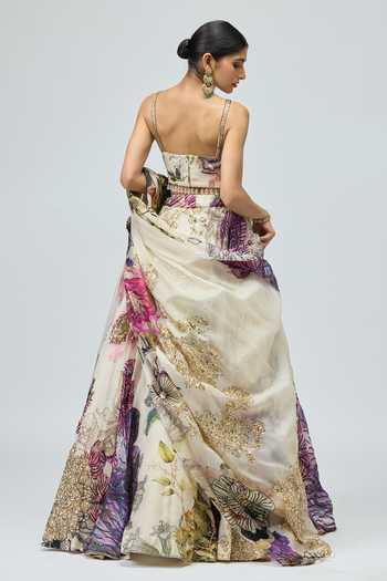Shop Varun Bahl Ivory Silk Organza Sweetheart Neck Embroidered Printed Lehenga Set Online at Aza Fashions Shop_Varun Bahl_Ivory Silk Organza Sweetheart Neck Embroidered Printed Lehenga Set _Online_at_Aza_Fashions