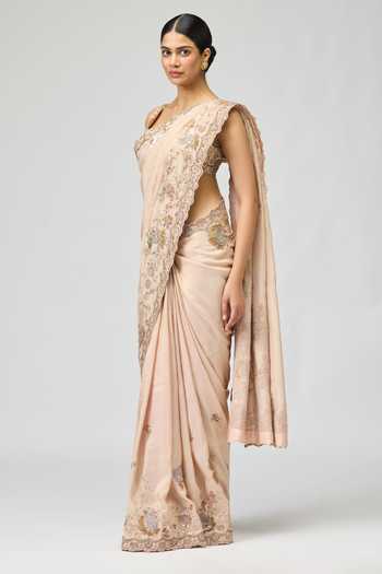 Varun Bahl Peach Viscose, Tissue Saree Set Online at Aza Fashions Varun Bahl_Peach Viscose, Tissue Saree Set _Online_at_Aza_Fashions