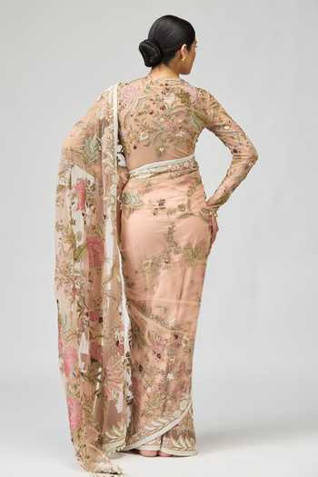 Varun Bahl Embroidered Mono Net Saree Set