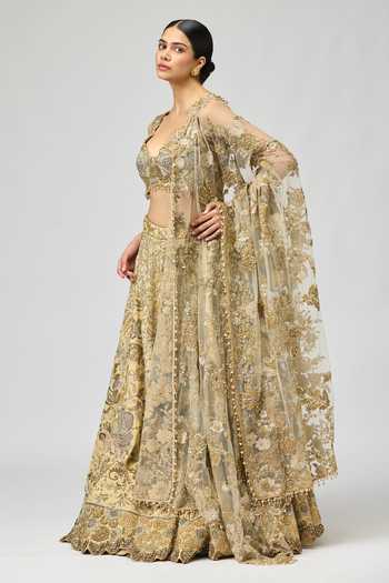 Buy Varun Bahl Gold Viscose, Tissue Sweetheart Neck Lehenga Blouse And Dupatta Set Online at Aza Fashions Buy_Varun Bahl_Gold Viscose, Tissue Sweetheart Neck Lehenga Blouse And Dupatta Set _Online_at_Aza_Fashions