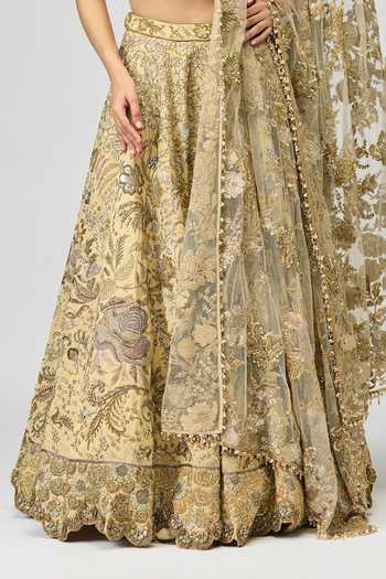 Shop Varun Bahl Gold Viscose, Tissue Sweetheart Neck Lehenga Blouse And Dupatta Set Online at Aza Fashions Shop_Varun Bahl_Gold Viscose, Tissue Sweetheart Neck Lehenga Blouse And Dupatta Set _Online_at_Aza_Fashions