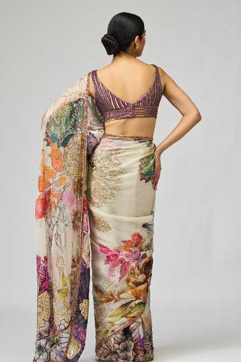 Varun Bahl Silk Organza Saree Set 