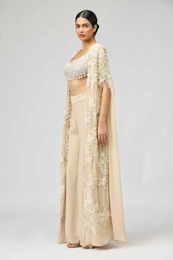 Varun Bahl Ivory Embroidery Sweetheart Neck Embellished Cape Blouse And Palazzo Set Online at Aza Fashions Varun Bahl_Ivory Embroidery Sweetheart Neck Embellished Cape Blouse And Palazzo Set _Online_at_Aza_Fashions