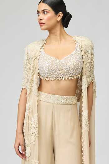 Buy Varun Bahl Ivory Embroidery Sweetheart Neck Embellished Cape Blouse And Palazzo Set Online at Aza Fashions Buy_Varun Bahl_Ivory Embroidery Sweetheart Neck Embellished Cape Blouse And Palazzo Set _Online_at_Aza_Fashions