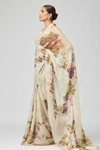 Buy Varun Bahl Ivory Net, Silk Organza Halter Neck Embroidered Floral Saree Set Online at Aza Fashions Buy_Varun Bahl_Ivory Net, Silk Organza Halter Neck Embroidered Floral Saree Set _Online_at_Aza_Fashions