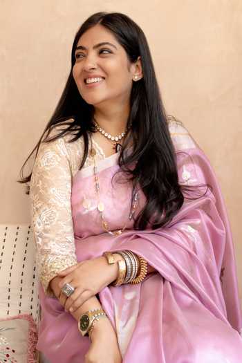 Buy Priyanka Raajiv Pink Silk, Chanderi Prisha Saree With Unstitched Blouse Fabric Online at Aza Fashions Buy_Priyanka Raajiv_Pink Silk, Chanderi Prisha Saree With Unstitched Blouse Fabric _Online_at_Aza_Fashions