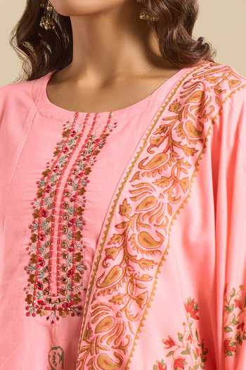 Buy Khwaab By Sanjana Lakhani Peach Cotton Round Neck Printed Anarkali Set Buy_Khwaab By Sanjana Lakhani_Peach Cotton Round Neck Printed Anarkali Set