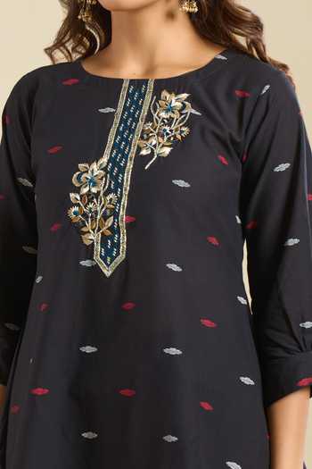 Buy Khwaab By Sanjana Lakhani Black Cotton Round Neck Printed Kurta And Palazzo Set Online at Aza Fashions Buy_Khwaab By Sanjana Lakhani_Black Cotton Round Neck Printed Kurta And Palazzo Set _Online_at_Aza_Fashions