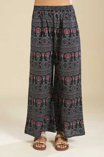 Buy Khwaab By Sanjana Lakhani Black Cotton Round Neck Printed Kurta And Palazzo Set Buy_Khwaab By Sanjana Lakhani_Black Cotton Round Neck Printed Kurta And Palazzo Set