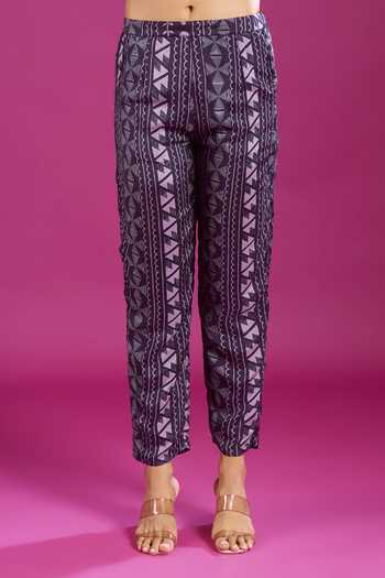 Buy Khwaab By Sanjana Lakhani Purple Muslin V-neck, Yes Printed Kurta Pant Set Online at Aza Fashions Buy_Khwaab By Sanjana Lakhani_Purple Muslin V-neck, Yes Printed Kurta Pant Set _Online_at_Aza_Fashions