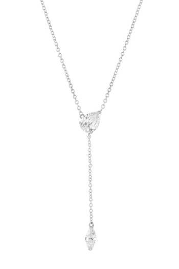 Isharya Silver Plated Evelina Opaline Y Necklace Online at Aza Fashions Isharya_Silver Plated Evelina Opaline Y Necklace _Online_at_Aza_Fashions