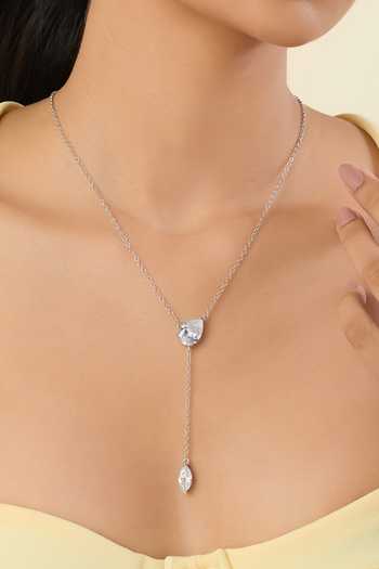 Shop Isharya Silver Plated Evelina Opaline Y Necklace Online at Aza Fashions Shop_Isharya_Silver Plated Evelina Opaline Y Necklace _Online_at_Aza_Fashions
