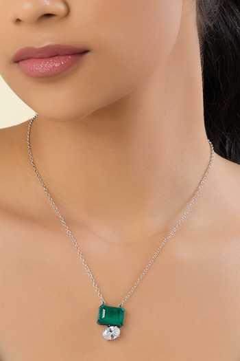 Shop Isharya Green Lunara Pendant Necklace Online at Aza Fashions Shop_Isharya_Green Lunara Pendant Necklace _Online_at_Aza_Fashions