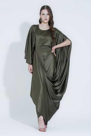 NA-KA Satin Draped Gown 