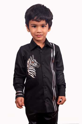 Toplove Silver Zebra Embroidered Shirt 