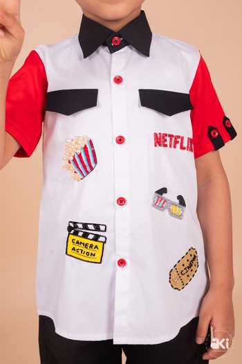 Buy Toplove White Cotton Movie Embroidered Shirt Online at Aza Fashions Buy_Toplove_White Cotton Movie Embroidered Shirt _Online_at_Aza_Fashions