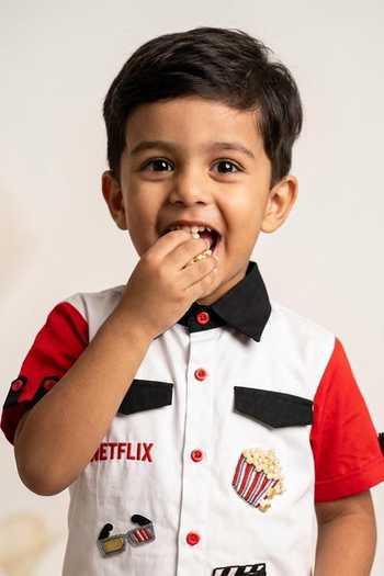 Shop Toplove White Cotton Movie Embroidered Shirt Online at Aza Fashions Shop_Toplove_White Cotton Movie Embroidered Shirt _Online_at_Aza_Fashions