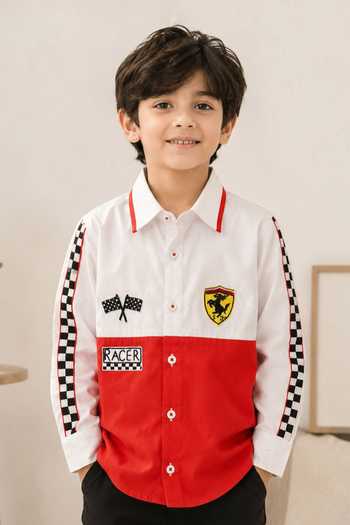 Toplove Red Racer Embroidered Shirt 