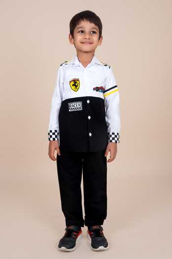 Toplove Black Cotton Racer Embroidered Shirt Online at Aza Fashions Toplove_Black Cotton Racer Embroidered Shirt _Online_at_Aza_Fashions