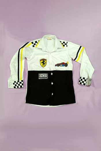 Toplove Black Cotton Racer Embroidered Shirt at Aza Fashions Toplove_Black Cotton Racer Embroidered Shirt _at_Aza_Fashions