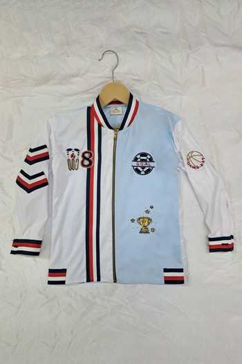 Toplove Blue Cotton Sports Embroidered Shirt Online at Aza Fashions Toplove_Blue Cotton Sports Embroidered Shirt _Online_at_Aza_Fashions