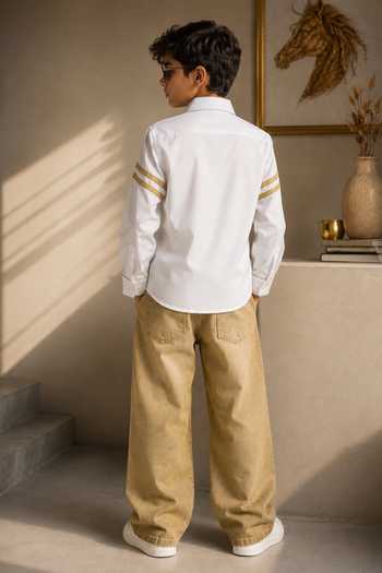 Toplove Golden Horse Embroidered Shirt 