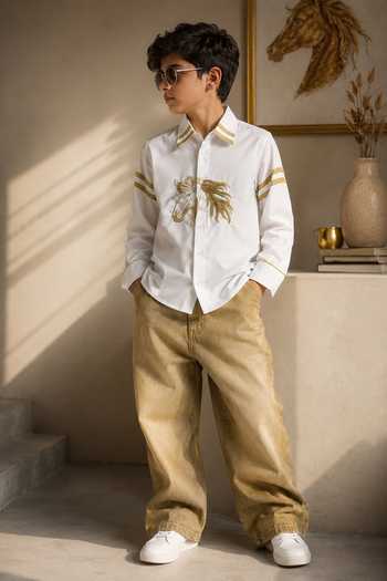 Toplove Golden Horse Embroidered Shirt 