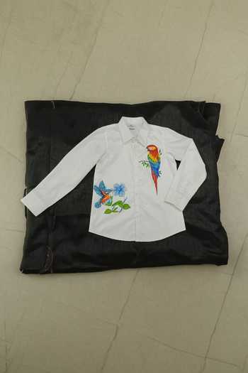 Toplove_White Cotton Tropical Hand Paint Shirt _Online_at_Aza_Fashions