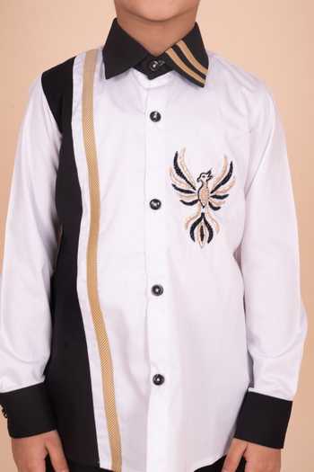 Buy_Toplove_Black Cotton Monarch Phoenix Embroidered Shirt _Online_at_Aza_Fashions