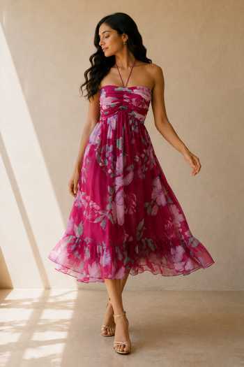 Aroop Shop India Rosee Midi Recycled Chiffon Dress