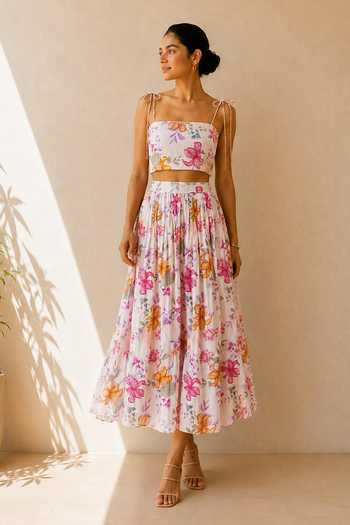 Aroop Shop India Fiora Printed Recycled Chiffon Skirt Set