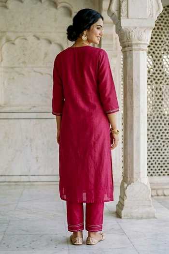 Missprint Silk Chanderi Kurta Set With Printed Dupatta 
