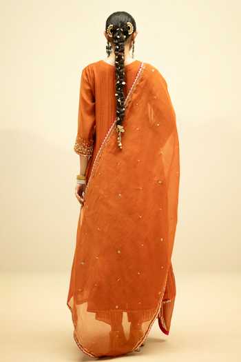 AM by Anita Mittal Taarini Mul Chanderi Embroidered Anarkali Set 