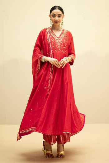 AM by Anita Mittal Taarini Mul Chanderi Anarkali Set 