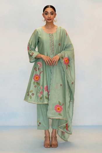 AM by Anita Mittal Gul Silk Chanderi Anarkali Set 