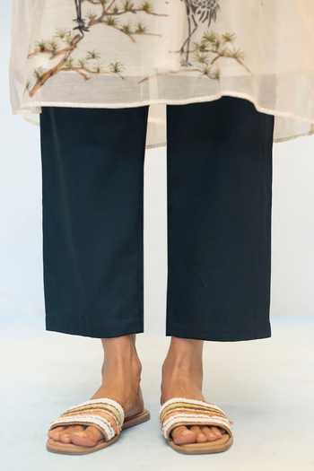 Shop AM by Anita Mittal Off White Chanderi Mandarin Collar Rosh Floral Hand Painted Kurta With Pant Online at Aza Fashions Shop_AM by Anita Mittal_Off White Chanderi Mandarin Collar Rosh Floral Hand Painted Kurta With Pant _Online_at_Aza_Fashions