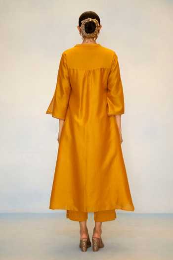AM by Anita Mittal Saba Silk Chanderi A Line Kurta & Pant Set 