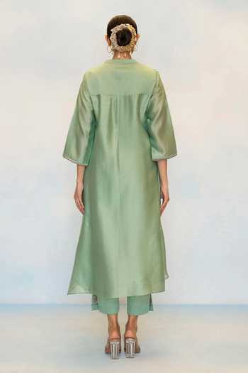 AM by Anita Mittal Saba Silk Chanderi Embroidered Kurta & Pant Set 