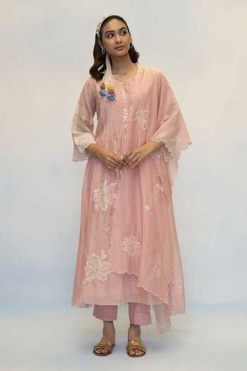 AM by Anita Mittal Zara Mul Chanderi Kurta & Pant Set 