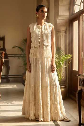 Aditi Somani Chanderi Dress & Jacket Set
