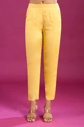 Khwaab By Sanjana Lakhani Yellow Cotton V-neck Floral Embroidered Kurta Set at Aza Fashions Khwaab By Sanjana Lakhani_Yellow Cotton V-neck Floral Embroidered Kurta Set _at_Aza_Fashions