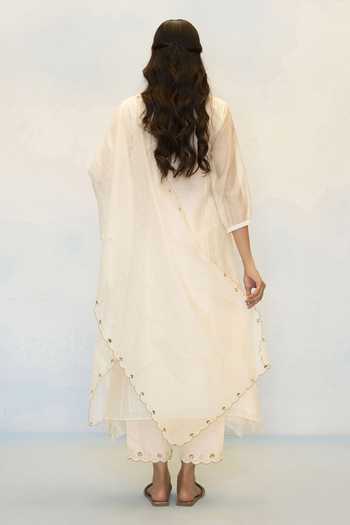 AM by Anita Mittal Noorani Mul Chanderi Kurta & Pant Set 
