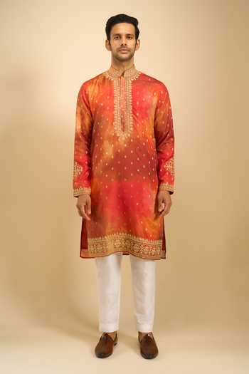 Arihant Rai Sinha Multi Color Silk, Viscose, Polyester Embroidered And Woven Buttis Kurta Set Online at Aza Fashions Arihant Rai Sinha_Multi Color Silk, Viscose, Polyester Embroidered And Woven Buttis Kurta Set _Online_at_Aza_Fashions