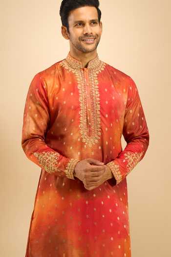 Shop Arihant Rai Sinha Multi Color Silk, Viscose, Polyester Embroidered And Woven Buttis Kurta Set Online at Aza Fashions Shop_Arihant Rai Sinha_Multi Color Silk, Viscose, Polyester Embroidered And Woven Buttis Kurta Set _Online_at_Aza_Fashions