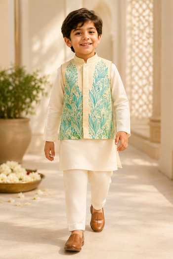 MI Dulce AN'YA Lemon Yellow Applique Bundi Set